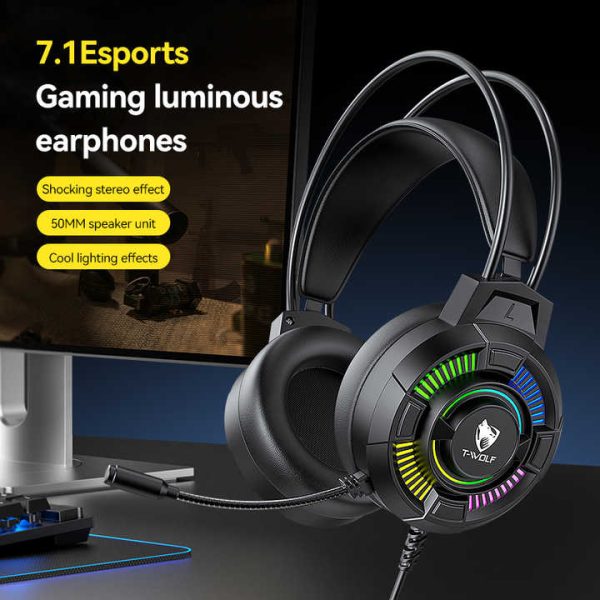 ⁦سماعات سلكية T-WOLF H140 GAMING⁩ - الصورة ⁦1⁩