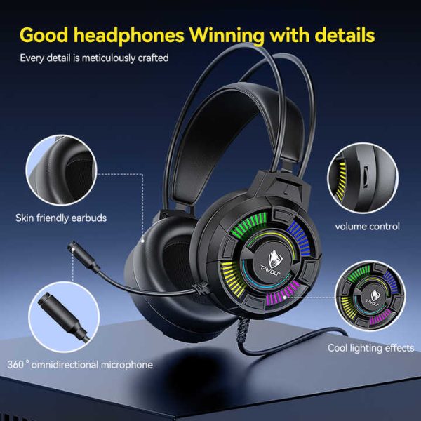 ⁦سماعات سلكية T-WOLF H140 GAMING⁩ - الصورة ⁦6⁩