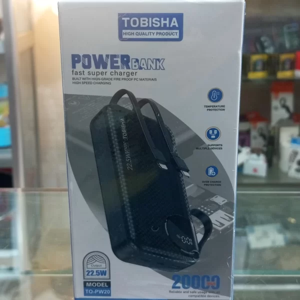 ⁦باور بانك TOBISHA 20000 ميلي أمبير يدعم الشحن السريع22.5 واط⁩ - الصورة ⁦1⁩