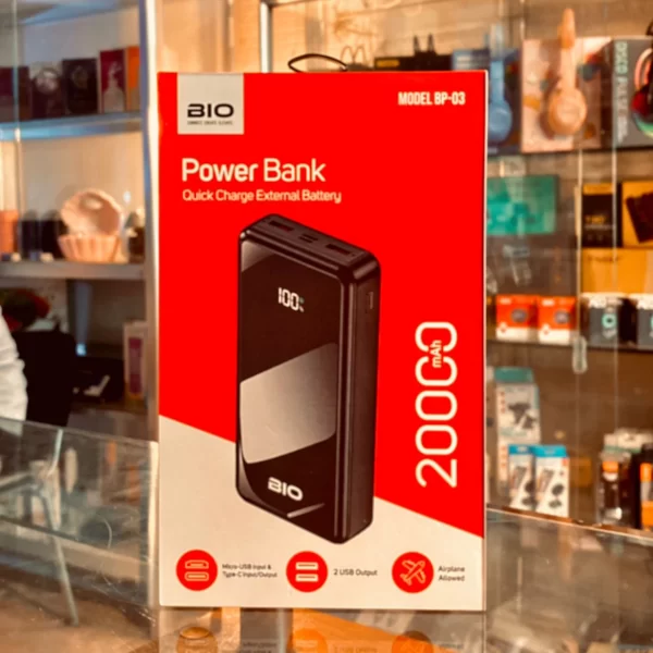 ⁦باور بانك BIO 20000 ميلي أمبير يدعم الشحن السريع 22.5 واط⁩ - الصورة ⁦1⁩