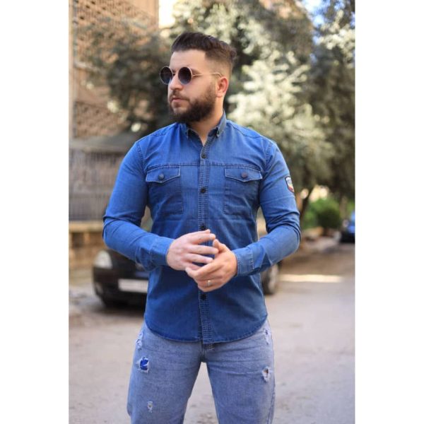 ⁦قميص رجالي جينز⁩ - الصورة ⁦1⁩