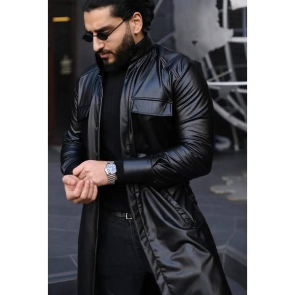 ⁦مانطو رجالي جلد⁩ - الصورة ⁦1⁩