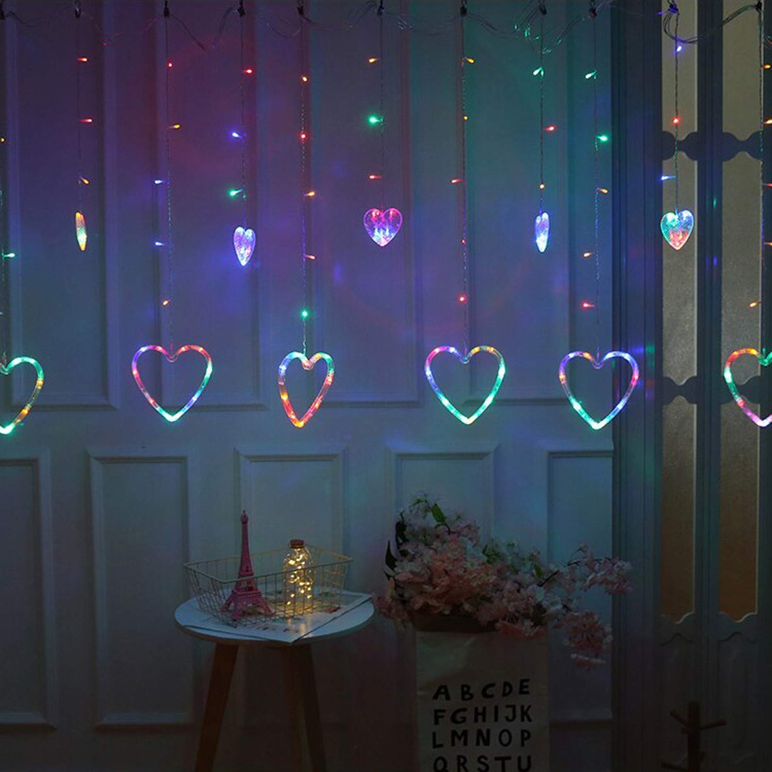 3847 أضواء زينة ملونة على شكل قلب حب - الصورة 1