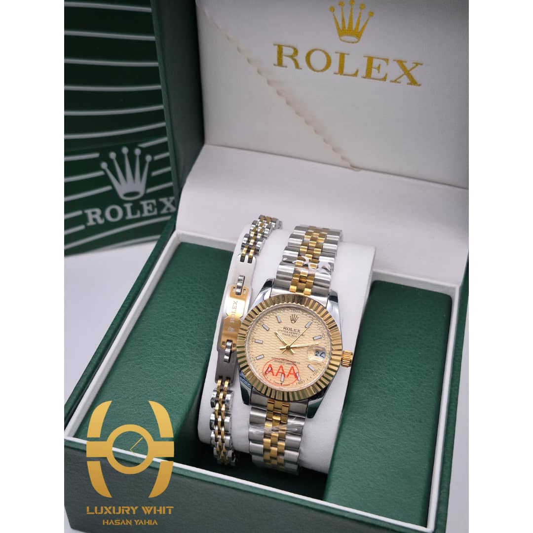 WhatsApp Image 2025-12-07 at 2.47.19 AM ساعة نسائية ROLEX مع بلاك - الصورة 1
